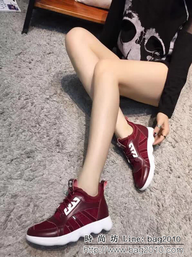 CHANEL香奈兒 最新款846 歐彈力布+牛皮 內增高女休閒鞋 QZS1449